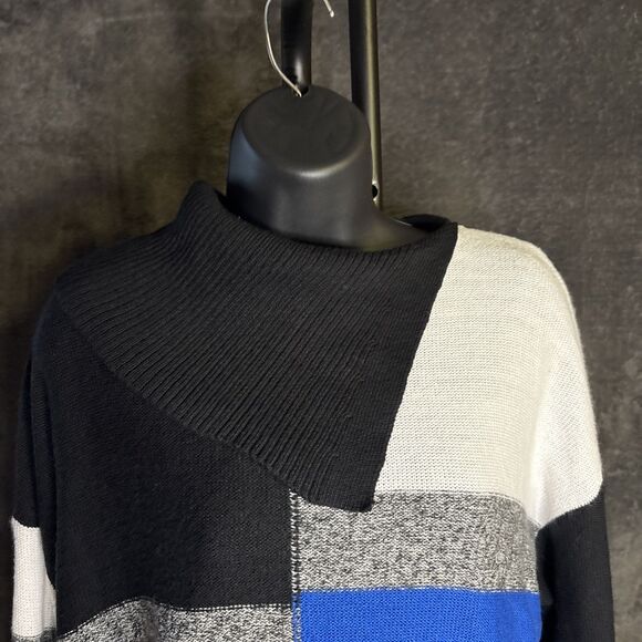 Style & Co Long Sleeve Muse Colorblock Multi-color Sea Captain Black Sweater M - Picture 4 of 11